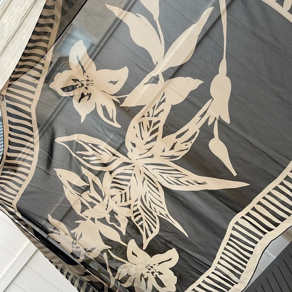 Black & Cream Color Chiffon Shawl / Wrap